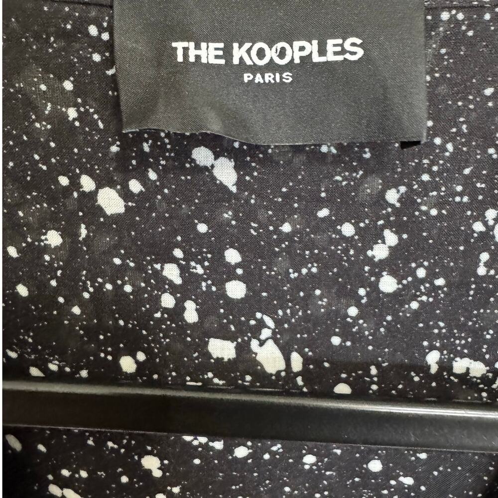 The Kooples Paint Splatter Peplum Blouse Black White Size 1 Small - Picture 7 of 11